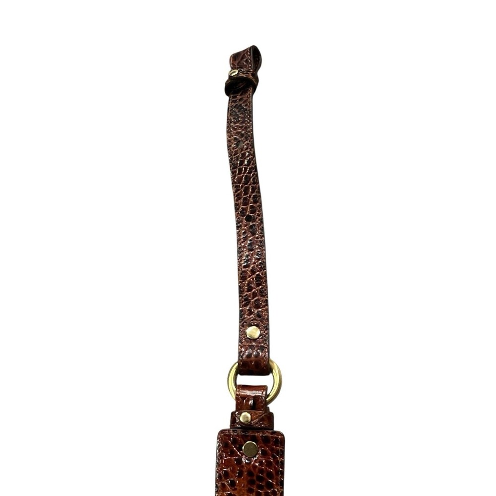 BRAHMIN Leather Embossed Adjustable Replacement Strap Brown Gold 27” - Picture 3 of 6